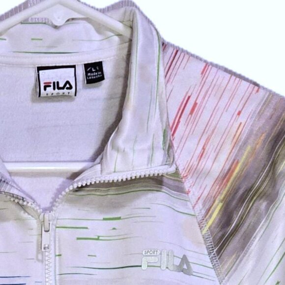 Fila Sport 1/4 Zip Fleece Striped Long Sleeve Sports Warmup Pullover Women's L - Picture 2 of 5